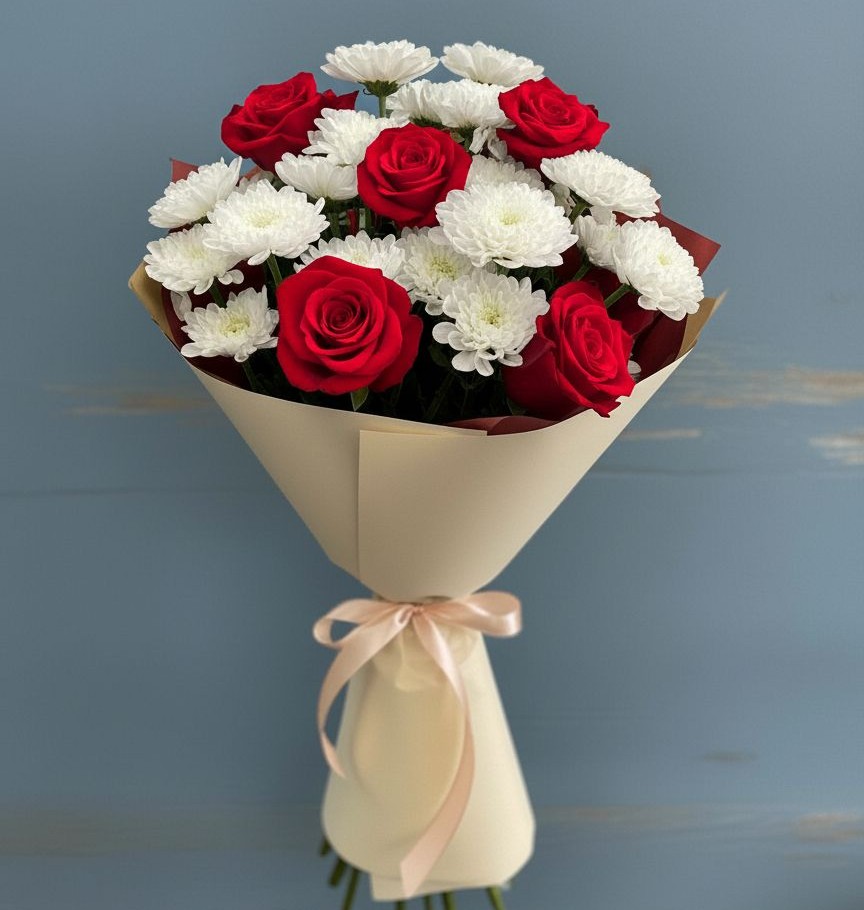 Букет цветов из: Розы и Хризантемы в Николо-Варваринке