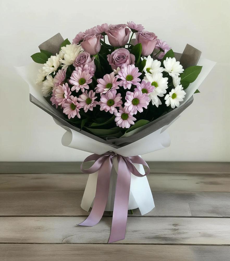 Букет цветов из: Хризантемы и Розы в Николо-Варваринке