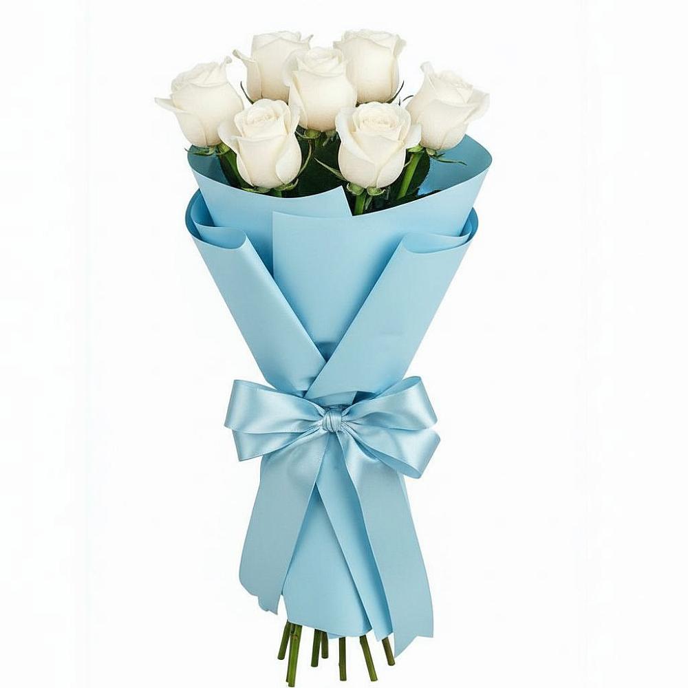 Букет 7 белых роз Проуд в Николо-Варваринке