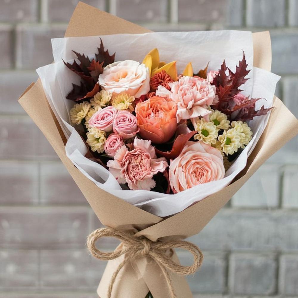 Букет цветов из: Гвоздики, Хризантемы и Розы в Николо-Варваринке