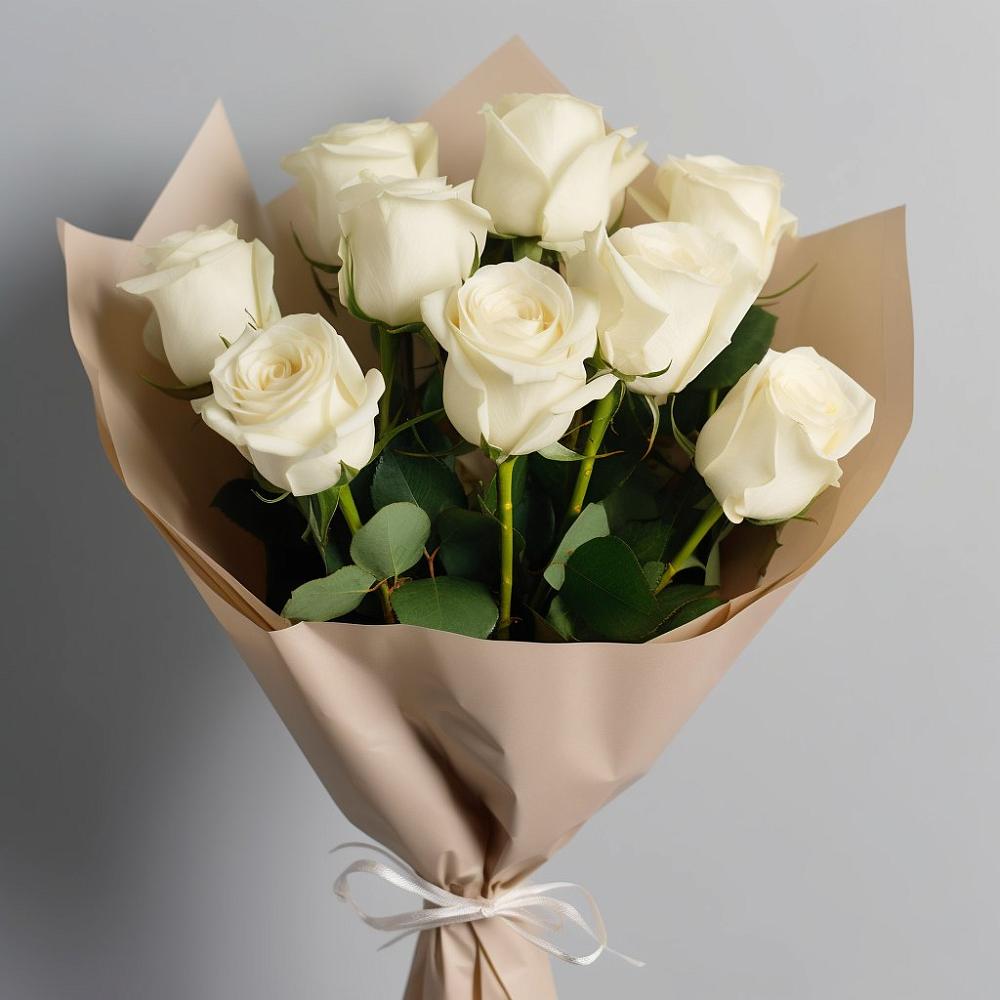 Букет 9 Белых роз Эдлесс Лав в Николо-Варваринке