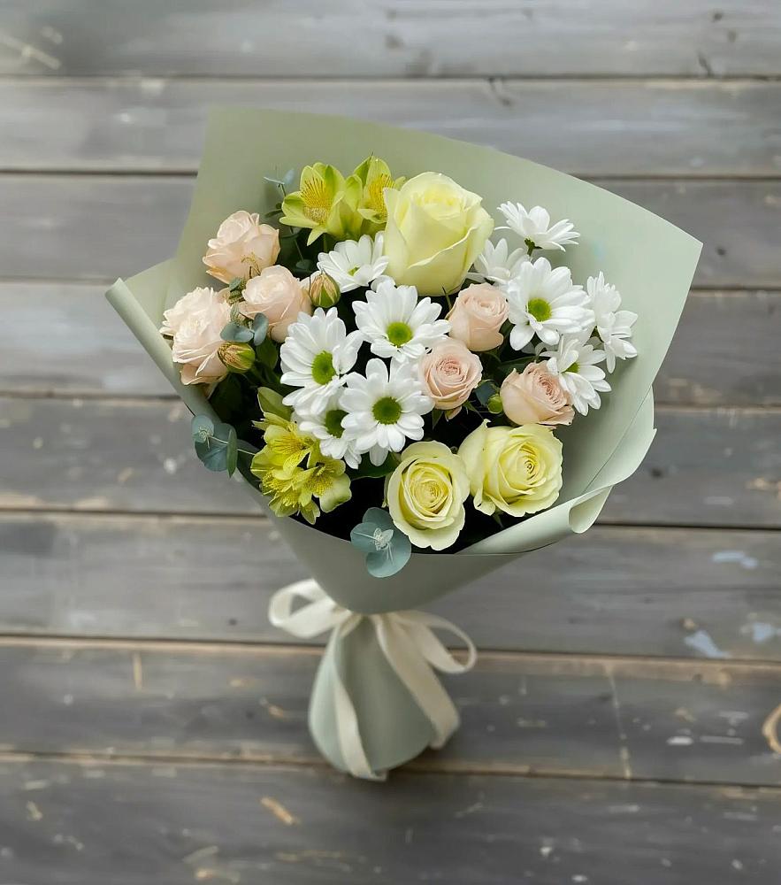 Букет цветов из: Альстромерии, Розы и Хризантемы в Николо-Варваринке