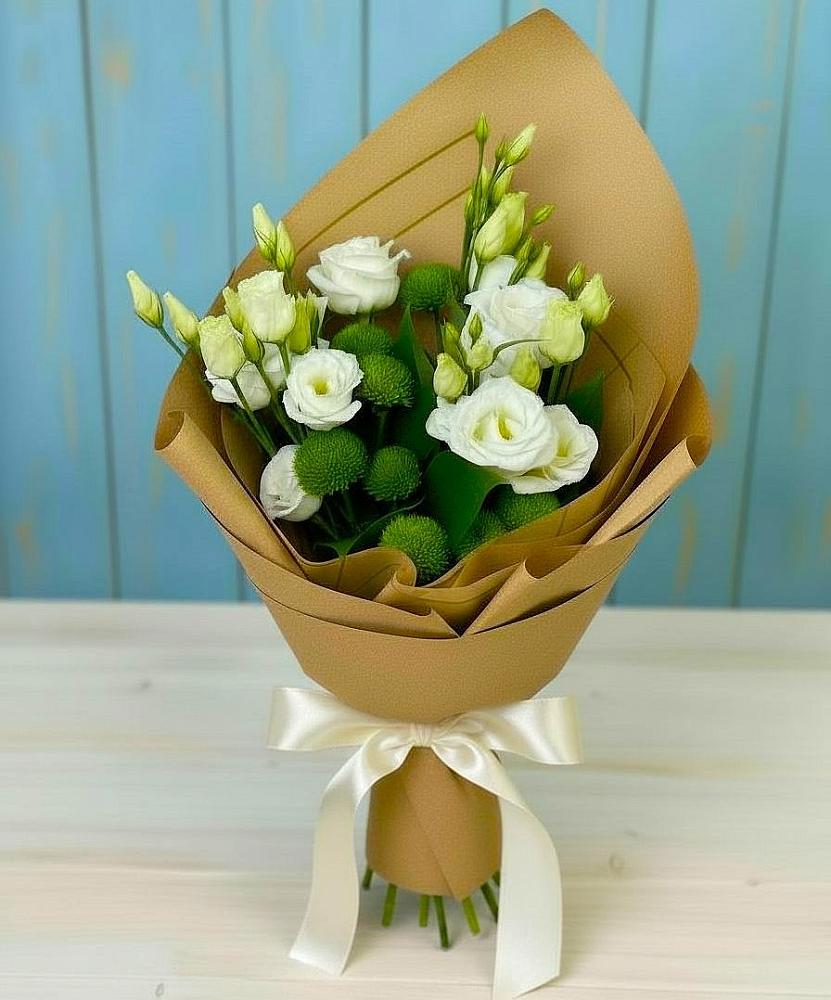 Букет цветов из: Хризантемы и Лизиантусы в Николо-Варваринке