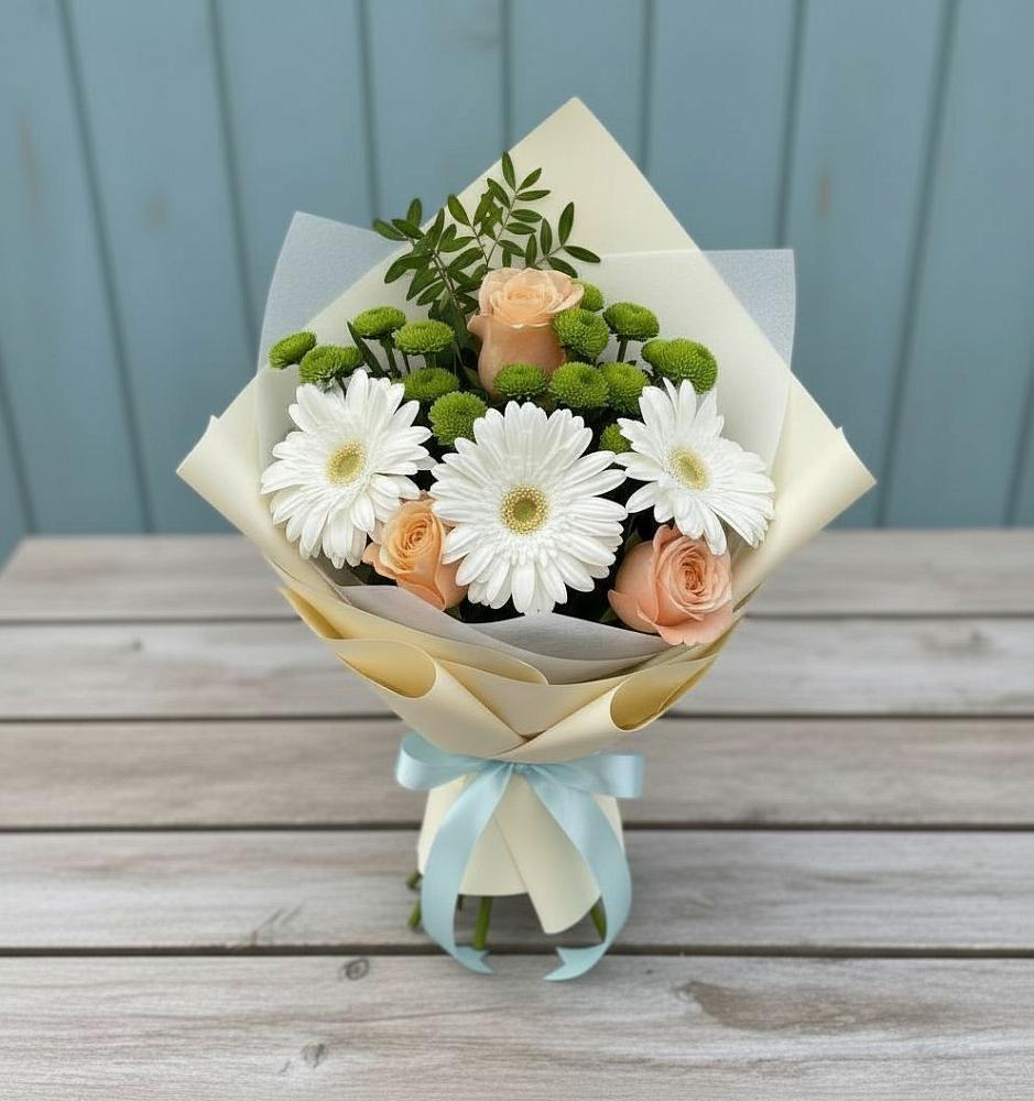 Букет цветов из: Герберы, Розы и Хризантемы в Николо-Варваринке