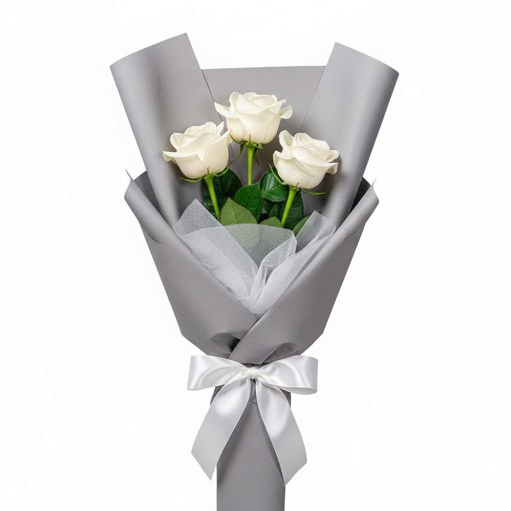 Букет 3 белые розы в Николо-Варваринке