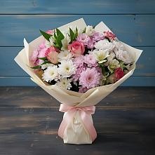 Букет цветов из:  Хризантемы, Альстромерии и Розы в Николо-Варваринке