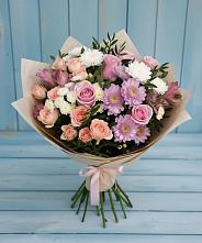 Букет цветов из:  Хризантемы, Розы и Альстромерии в Николо-Варваринке