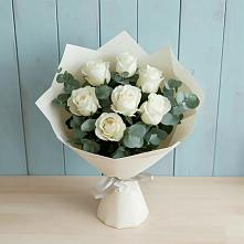 Букет Белые розы в Эвкалипте в Николо-Варваринке