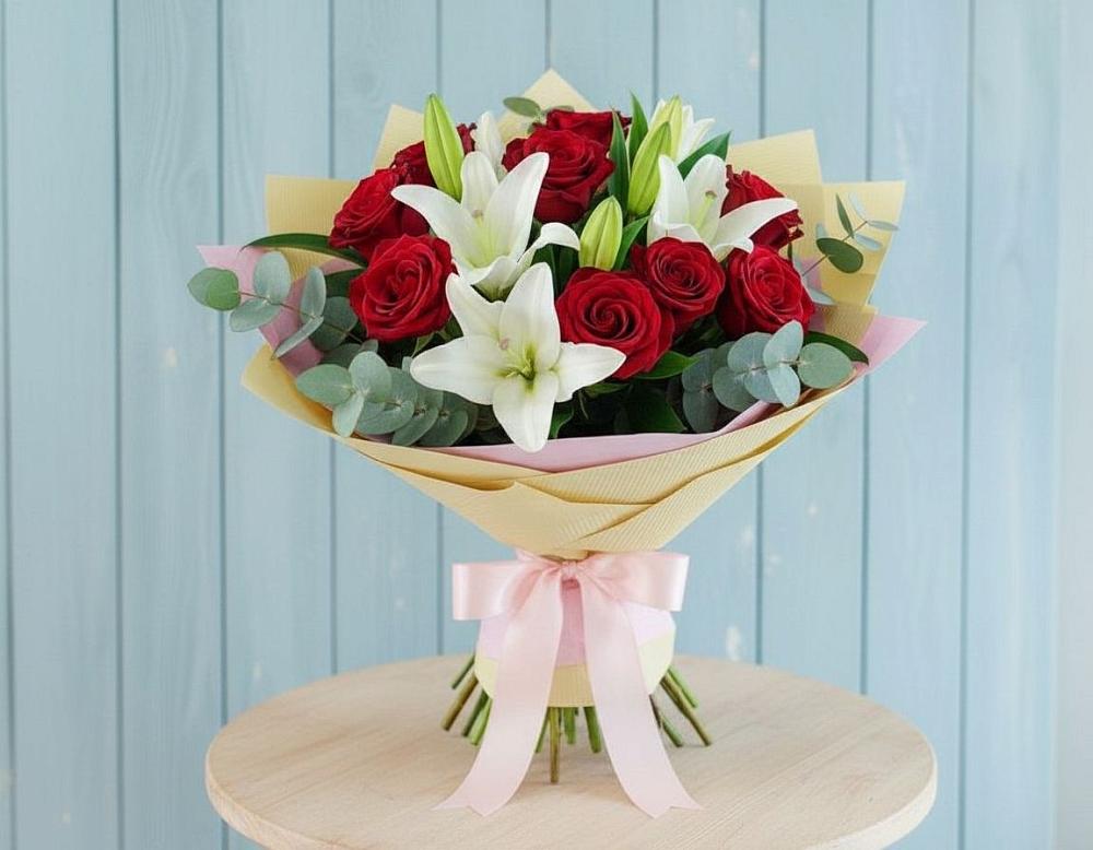 Букет цветов из: Лилии и Розы в Николо-Варваринке